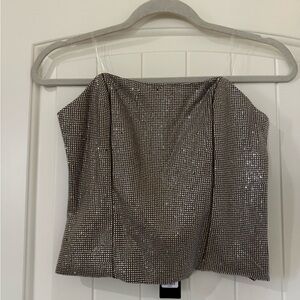 Fashion Nova Shimmering Silver Crop Top